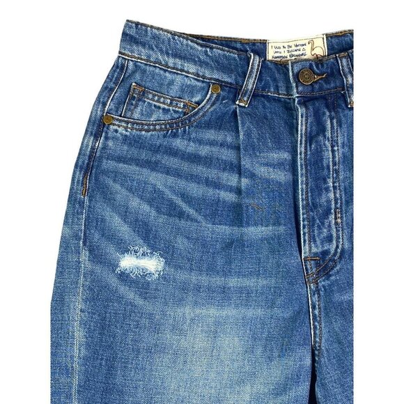 Free People x SANDRINE ROSE Women's Wide Fit Distressed Paper Jeans Size 28 - Picture 4 of 12